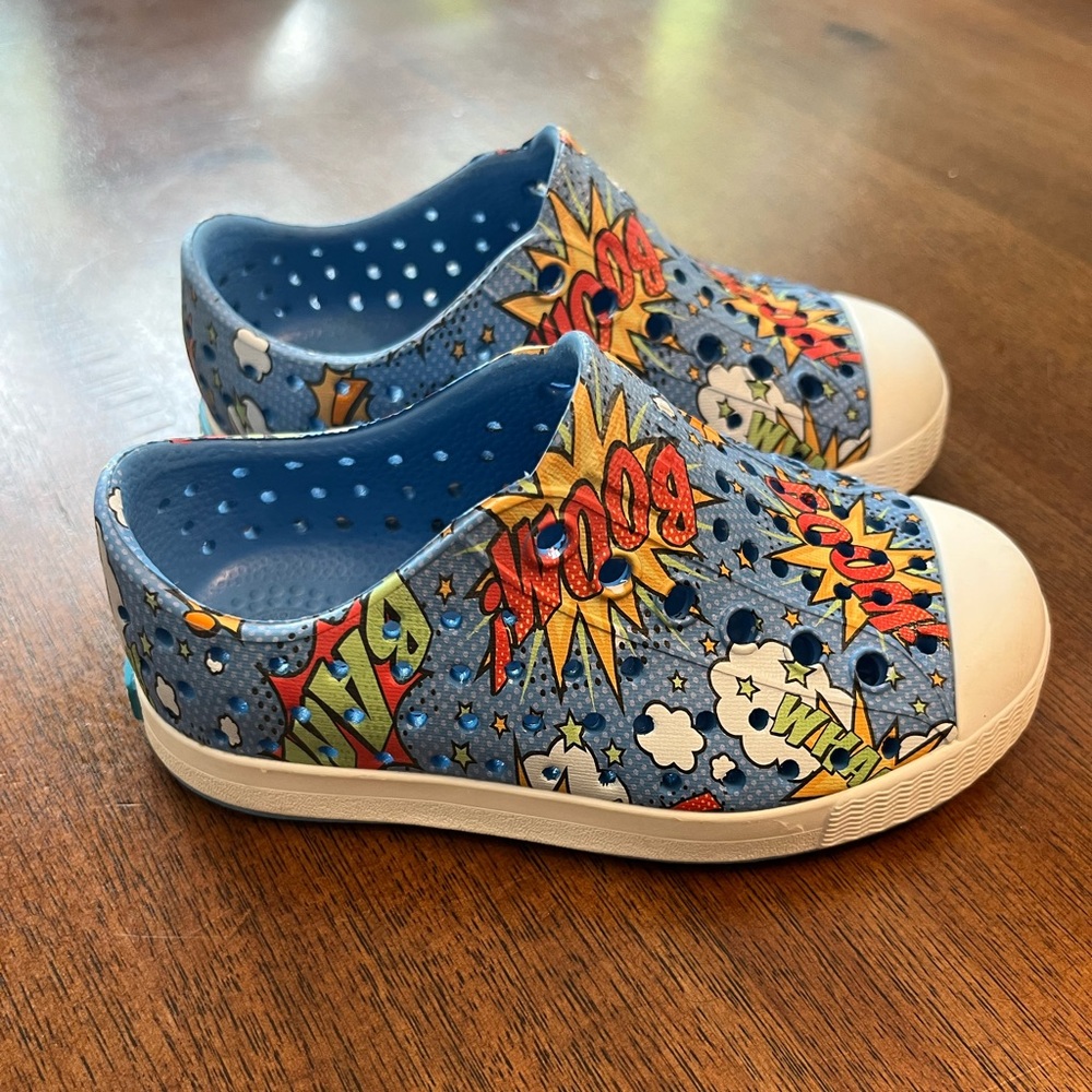 Native Toddler Blue Comic Print Sneakers